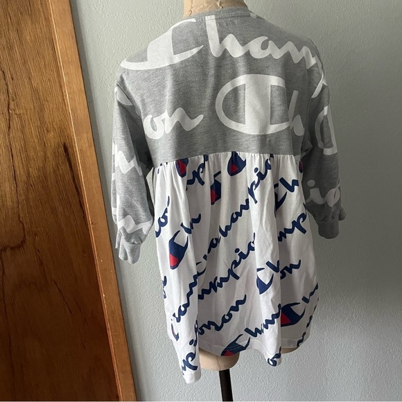 CHAMPION DIY sz M All Over Print Tee TShirt Back Pleats Short Sleeve Swe… - Picture 8 of 10